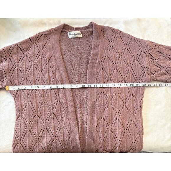 No Boundaries XS Mauve Open Front Lightweight Knit Cardigan Sweater With Pockets - Picture 6 of 9